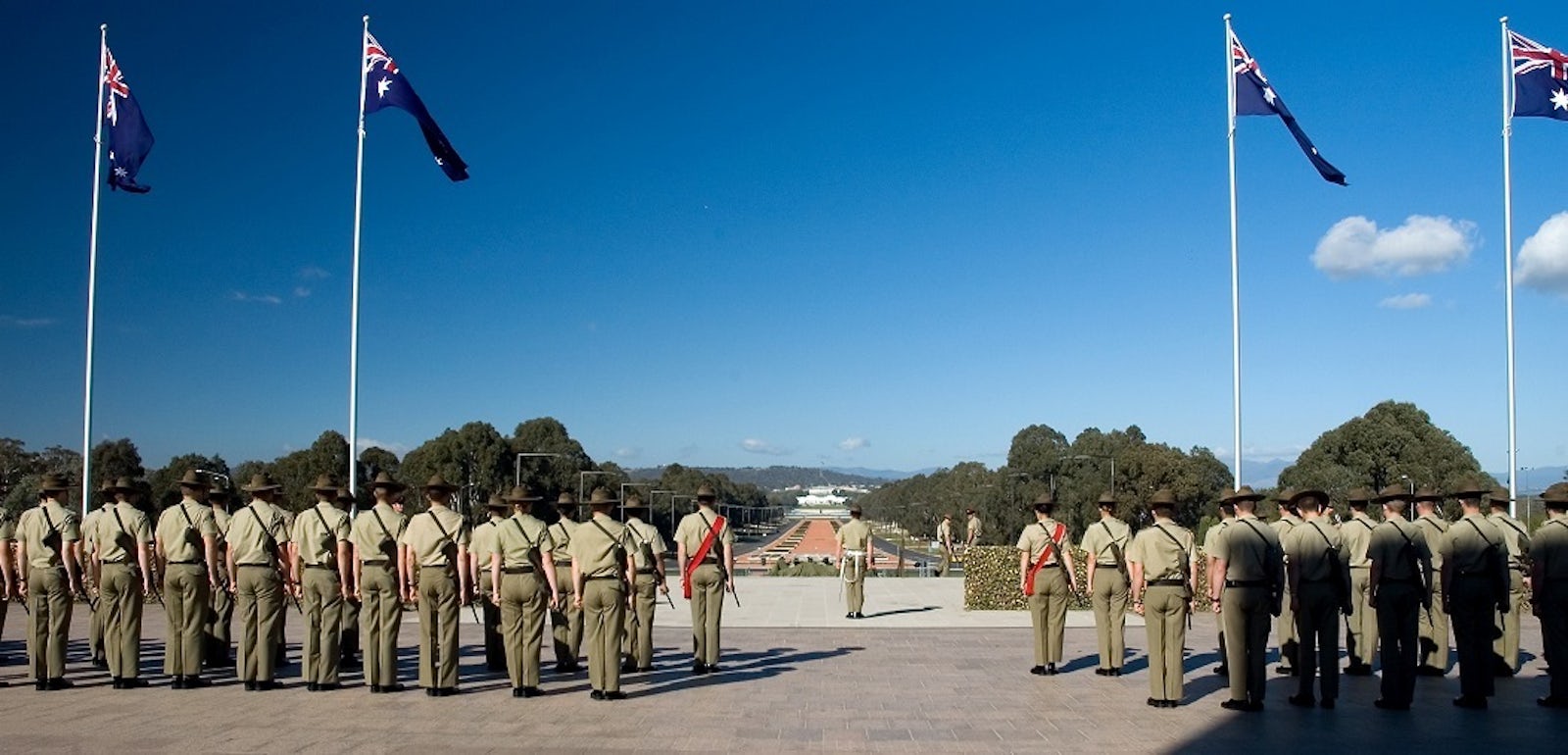 Australian soldiers at war memorial