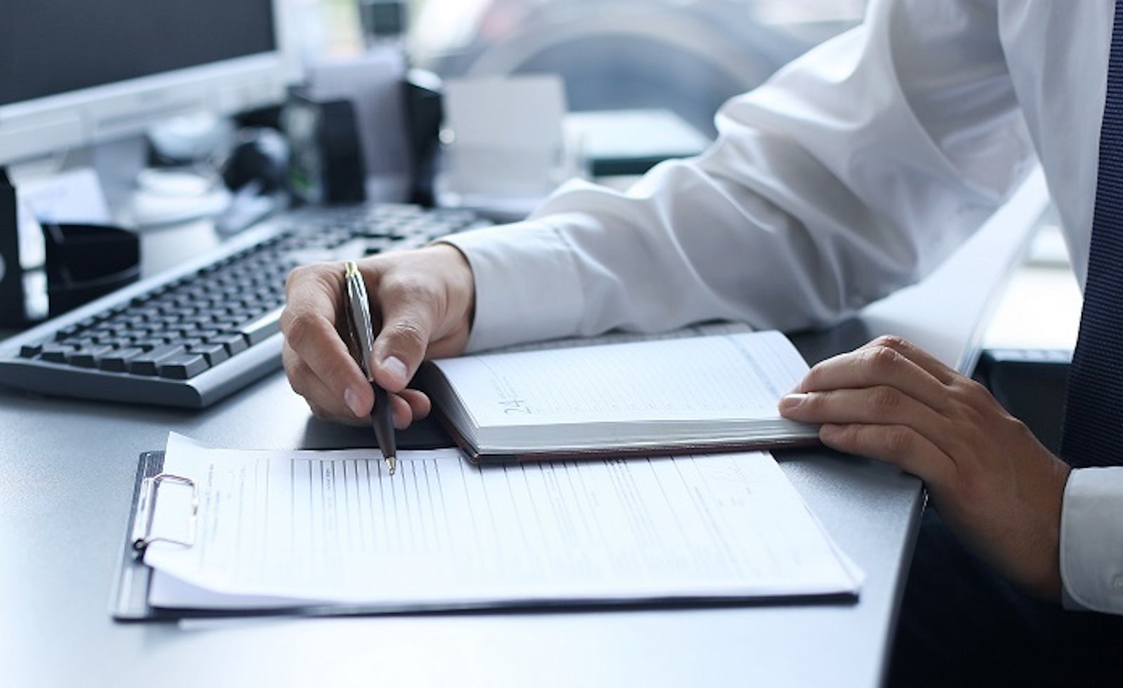 Man reviewing form