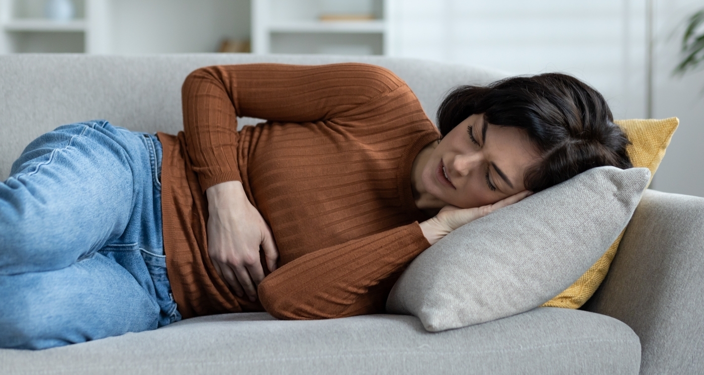 A woman suffer from endometriosis pain
