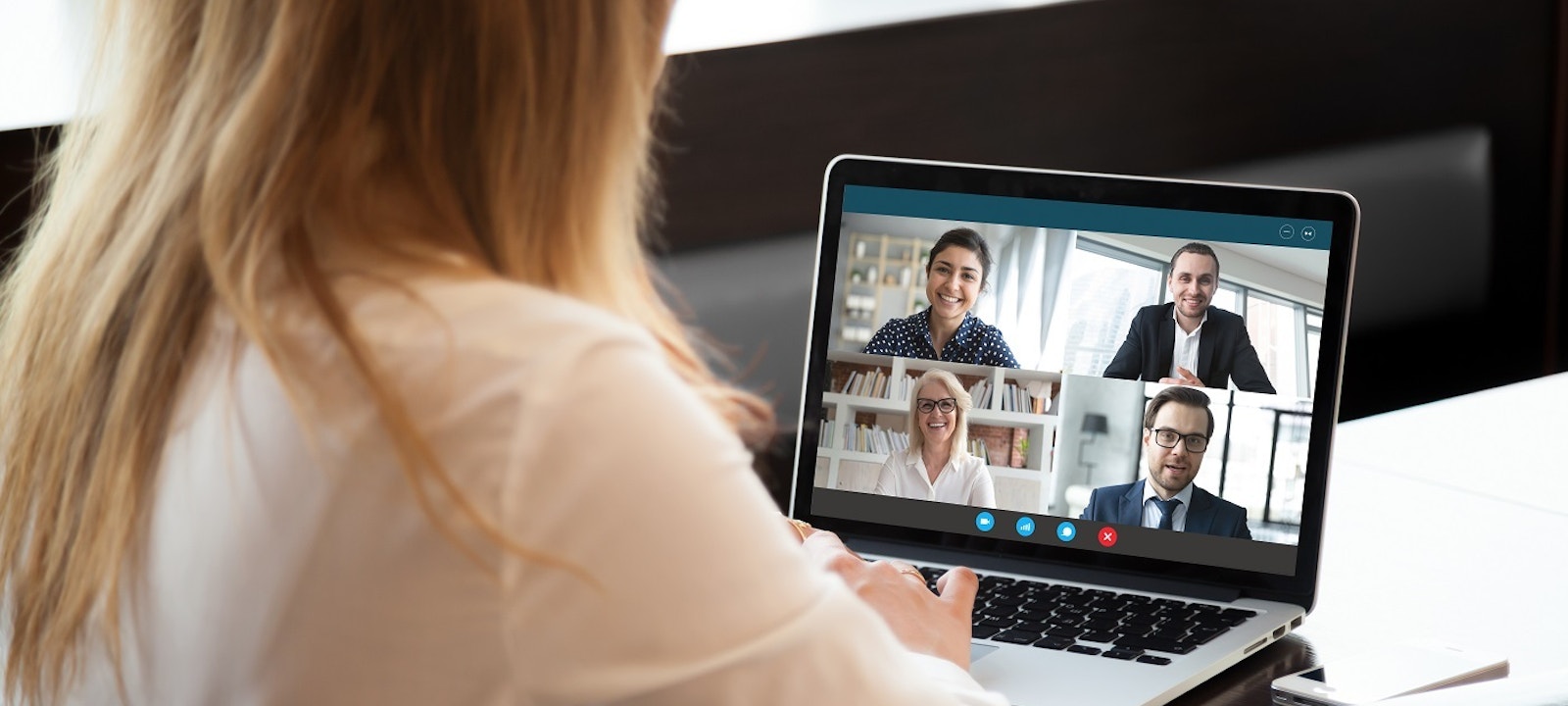 Woman video conferencing