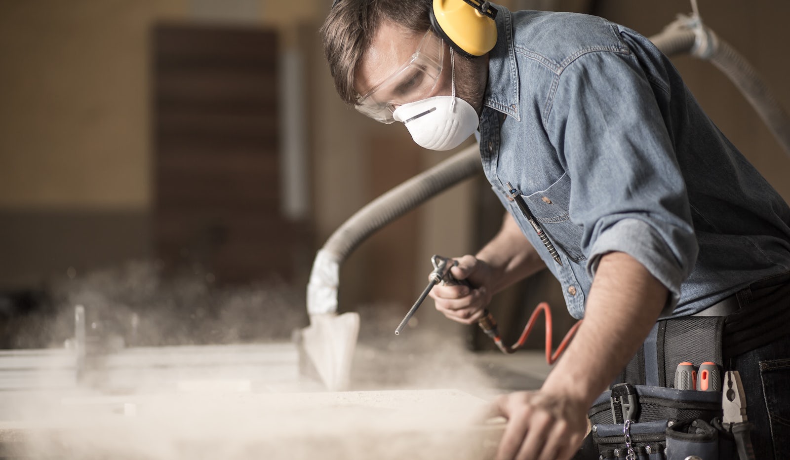 Worker Wearing Mask Cropped